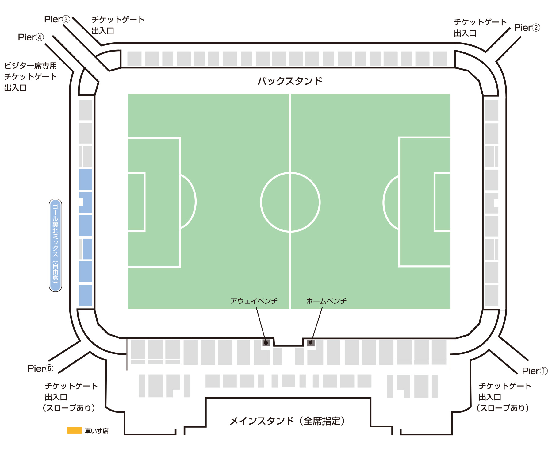 ゴール裏北ミックス 座席図