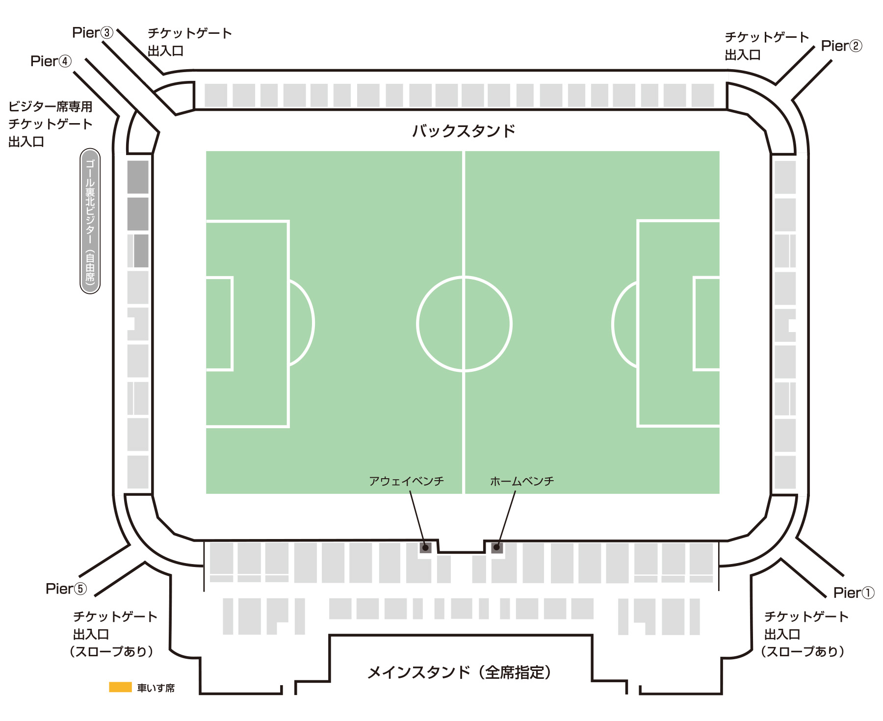 ゴール裏北ビジター 座席図